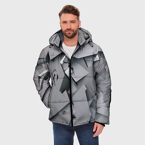 Мужская зимняя куртка Металлическая хаотичная броня / 3D-Красный – фото 3