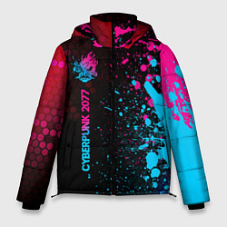 Куртка зимняя мужская Cyberpunk 2077 - neon gradient: по-вертикали, цвет: 3D-черный
