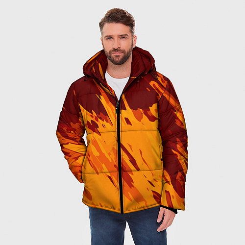 Мужская зимняя куртка Лава - брызги / 3D-Красный – фото 3