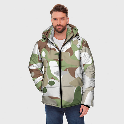 Мужская зимняя куртка Камуфляж зимний лес крупный / 3D-Светло-серый – фото 3