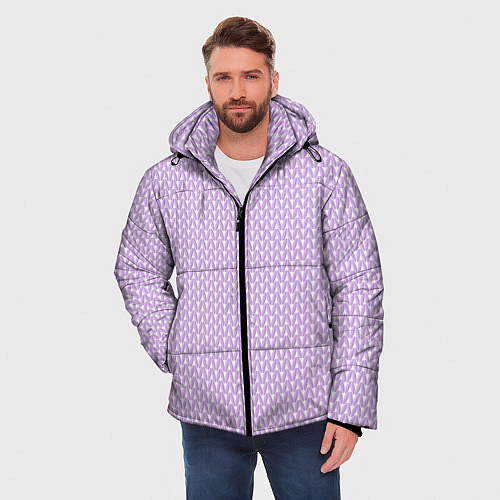 Мужская зимняя куртка Вязаное полотно - Розовое / 3D-Светло-серый – фото 3