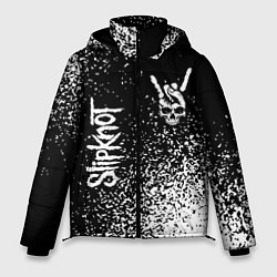 Куртка зимняя мужская Slipknot и рок символ на темном фоне, цвет: 3D-черный