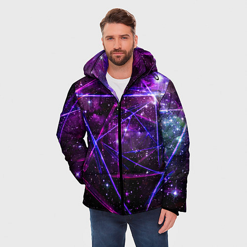 Мужская зимняя куртка Triangle space - Neon - Geometry / 3D-Красный – фото 3