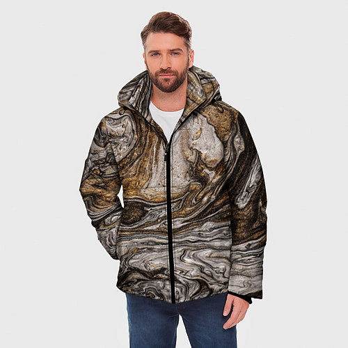 Мужская зимняя куртка Золотистый мрамор / 3D-Светло-серый – фото 3