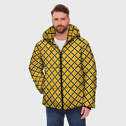 Куртка зимняя мужская Черно-желтый клетчатый узор, цвет: 3D-светло-серый — фото 2