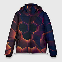 Куртка зимняя мужская Абстрактные металл и лучи, цвет: 3D-светло-серый