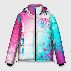 Куртка зимняя мужская Manchester City neon gradient style: надпись, симв, цвет: 3D-черный