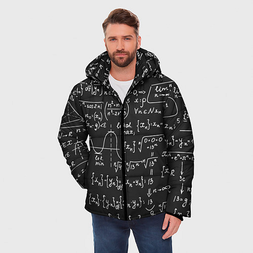 Мужская зимняя куртка Геометрические формулы / 3D-Красный – фото 3