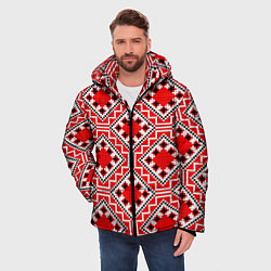 Куртка зимняя мужская Белорусская вышивка - орнамент, цвет: 3D-черный — фото 2