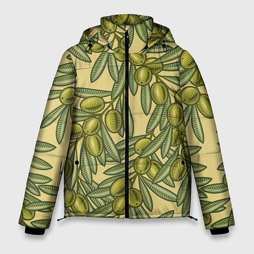Мужская зимняя куртка Винтажные ветви оливок / 3D-Светло-серый – фото 1