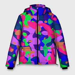 Куртка зимняя мужская Абстракция в неоновых цветах, цвет: 3D-черный