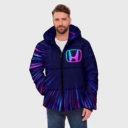 Куртка зимняя мужская Honda neon speed lines, цвет: 3D-черный — фото 2