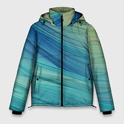 Куртка зимняя мужская Абстрактные синезелёные волны, цвет: 3D-красный