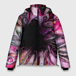 Куртка зимняя мужская Розовые краски и волны, цвет: 3D-черный