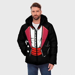 Куртка зимняя мужская Костюм фокусника с бабочкой и волшебной палочкой, цвет: 3D-красный — фото 2