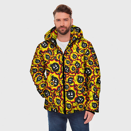 Мужская зимняя куртка Serious Sam logo pattern / 3D-Красный – фото 3