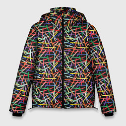 Куртка зимняя мужская Палочки разноцветные, цвет: 3D-светло-серый