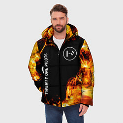 Куртка зимняя мужская Twenty One Pilots и пылающий огонь, цвет: 3D-черный — фото 2