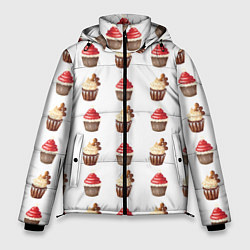 Куртка зимняя мужская Новогодние кексики, паттерн, цвет: 3D-светло-серый