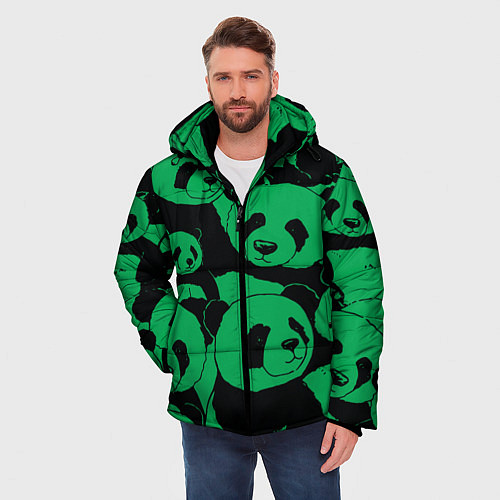 Мужская зимняя куртка Panda green pattern / 3D-Красный – фото 3