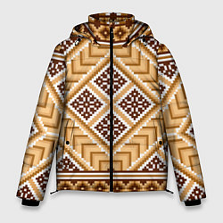Куртка зимняя мужская Индейский пиксельный орнамент, цвет: 3D-черный