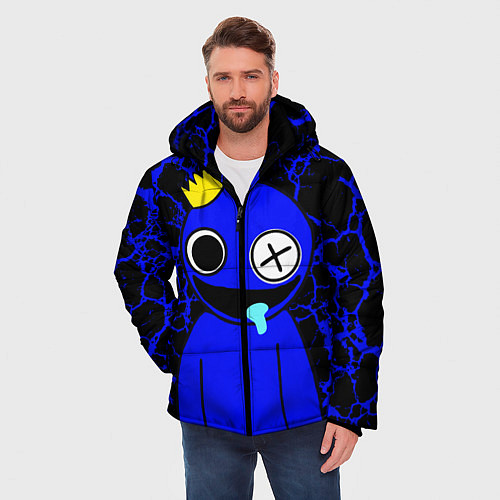 Мужская зимняя куртка Радужные друзья - персонаж Синий / 3D-Красный – фото 3