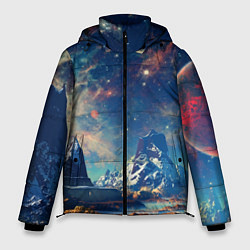 Куртка зимняя мужская Горы и бескрайний космос, цвет: 3D-черный