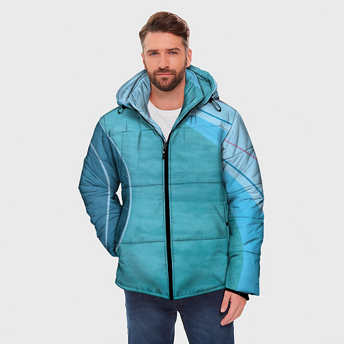 Мужская зимняя куртка Абстрактные волнообразные линии и полосы / 3D-Красный – фото 3