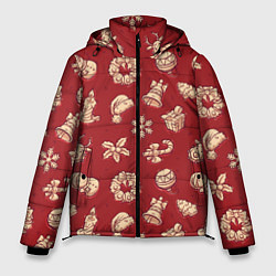 Мужская зимняя куртка Новогоднее настроение: красно-молочный