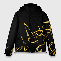 Куртка зимняя мужская Золотая каллиграфия на черном фоне, цвет: 3D-черный