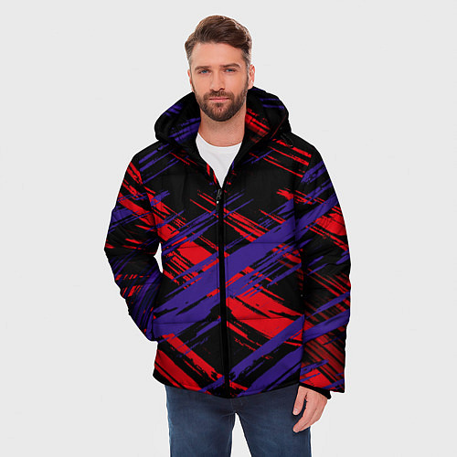 Мужская зимняя куртка Пересечение красных и синих / 3D-Красный – фото 3