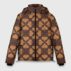 Куртка зимняя мужская Четырехлистный клевер коричневый, цвет: 3D-светло-серый