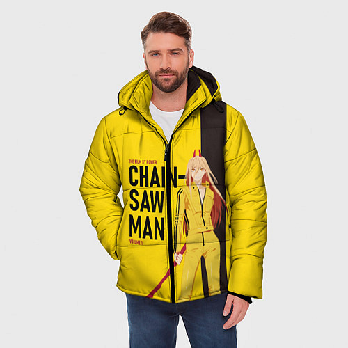 Мужская зимняя куртка Человек-бензопила - Пауэр / 3D-Красный – фото 3