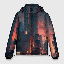 Куртка зимняя мужская Киото на закате, цвет: 3D-черный