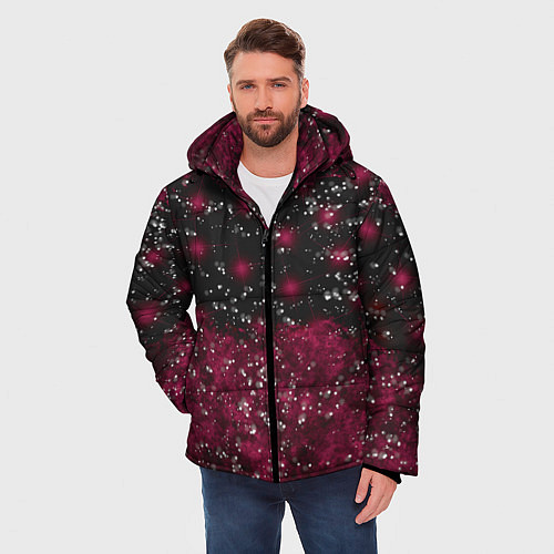 Мужская зимняя куртка Звёзды и лучи / 3D-Красный – фото 3