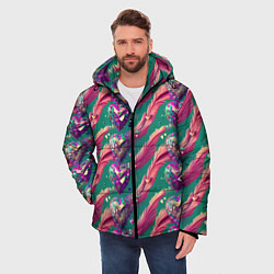 Куртка зимняя мужская Паттерн кристальные сердца, цвет: 3D-светло-серый — фото 2