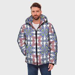 Куртка зимняя мужская Мозаика, абстрактные сердечки, цвет: 3D-черный — фото 2