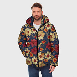 Куртка зимняя мужская Эффект цветочной вышивки, цвет: 3D-красный — фото 2