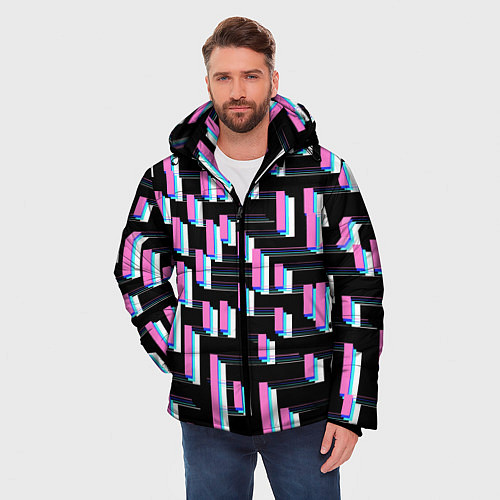 Мужская зимняя куртка Паттерн геометрический контрастный / 3D-Красный – фото 3