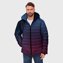 Куртка зимняя мужская Абсрактная лестничная тёмно-синяя текстура, цвет: 3D-черный — фото 2
