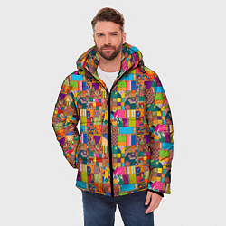 Куртка зимняя мужская Лоскутное шитье, рисовала нейросеть, цвет: 3D-светло-серый — фото 2