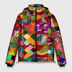 Куртка зимняя мужская Лоскутное шитье, пэчворк из нейросети, цвет: 3D-красный