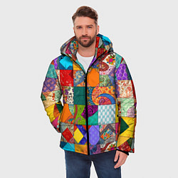 Куртка зимняя мужская Разноцветные лоскуты, цвет: 3D-красный — фото 2
