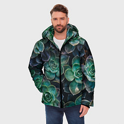 Куртка зимняя мужская Паттерн из множество зелёных цветов, цвет: 3D-светло-серый — фото 2