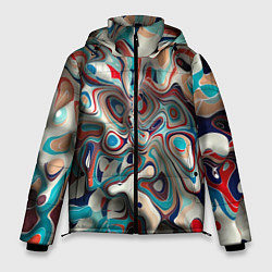 Куртка зимняя мужская Волны - краски, цвет: 3D-черный