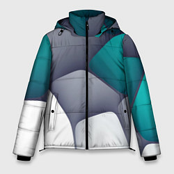 Куртка зимняя мужская Серо-бело-синий каменный паттерн, цвет: 3D-светло-серый