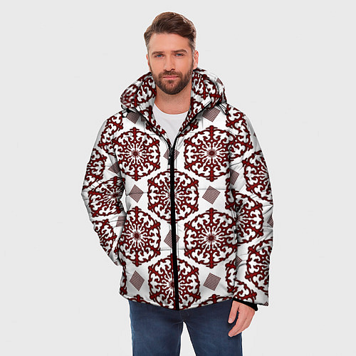 Мужская зимняя куртка Ромб и орнамент / 3D-Светло-серый – фото 3