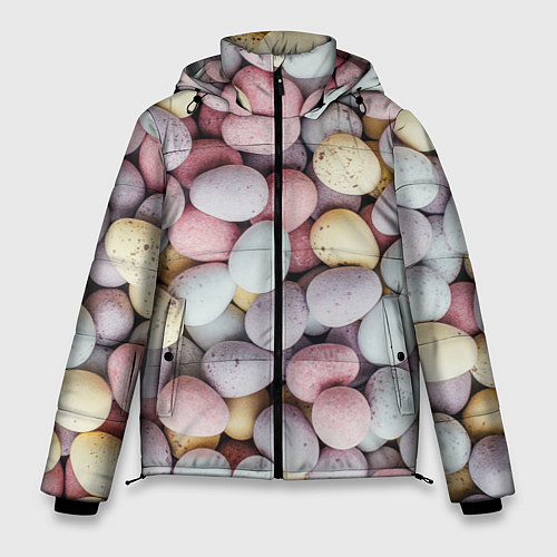 Мужская зимняя куртка Абстрактное множество чистых и светлых камней / 3D-Светло-серый – фото 1