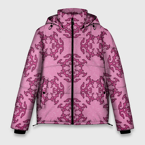 Мужская зимняя куртка Розовая витиеватая загогулина / 3D-Светло-серый – фото 1