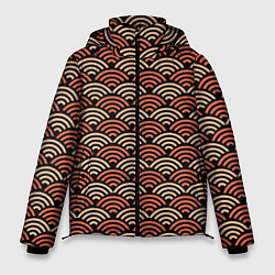 Куртка зимняя мужская Японский оранжевый паттерн, цвет: 3D-светло-серый